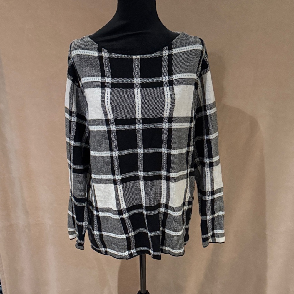 J. Jill Black and White Plaid Sweater